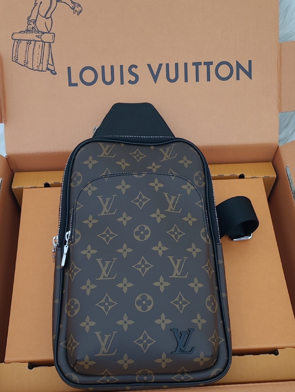 Louis Vuitton Monogram Canvas Brown & Black Sling Belt Bag